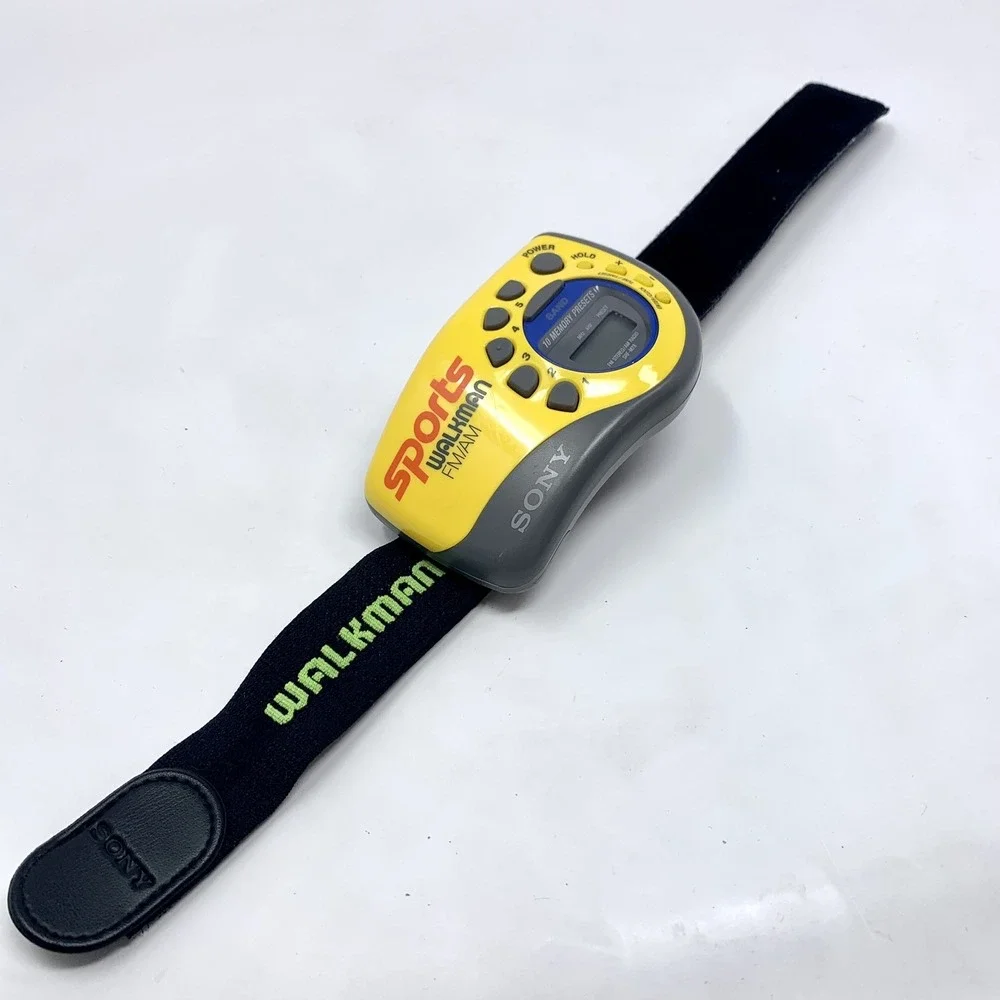 Sony Walkman Yellow FM/AM Sports Radio SRF M78 With Slap Wrist Arm Band Strap